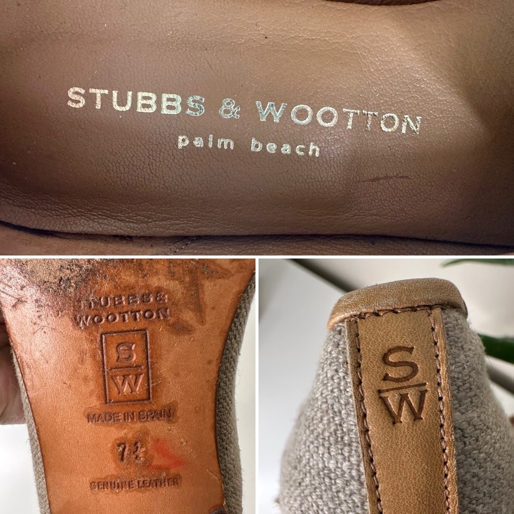 Stubbs & Wootton Lucky Clover Loafers Embroidered Linen Smoking Slippers 7.5 - Picture 10 of 13